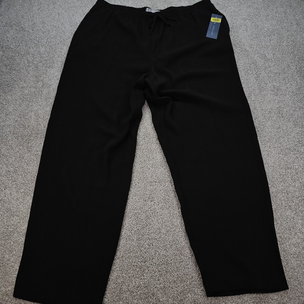 Napa Valley Black Pull On Rayon Pants Womens Size 22W Lounge Beachwear‎  NWT